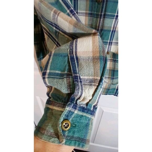 Quizz New York Shacket Shirt Women's Sz 20 Blue Green Plaid Corduroy Collar Vtg - Picture 6 of 10